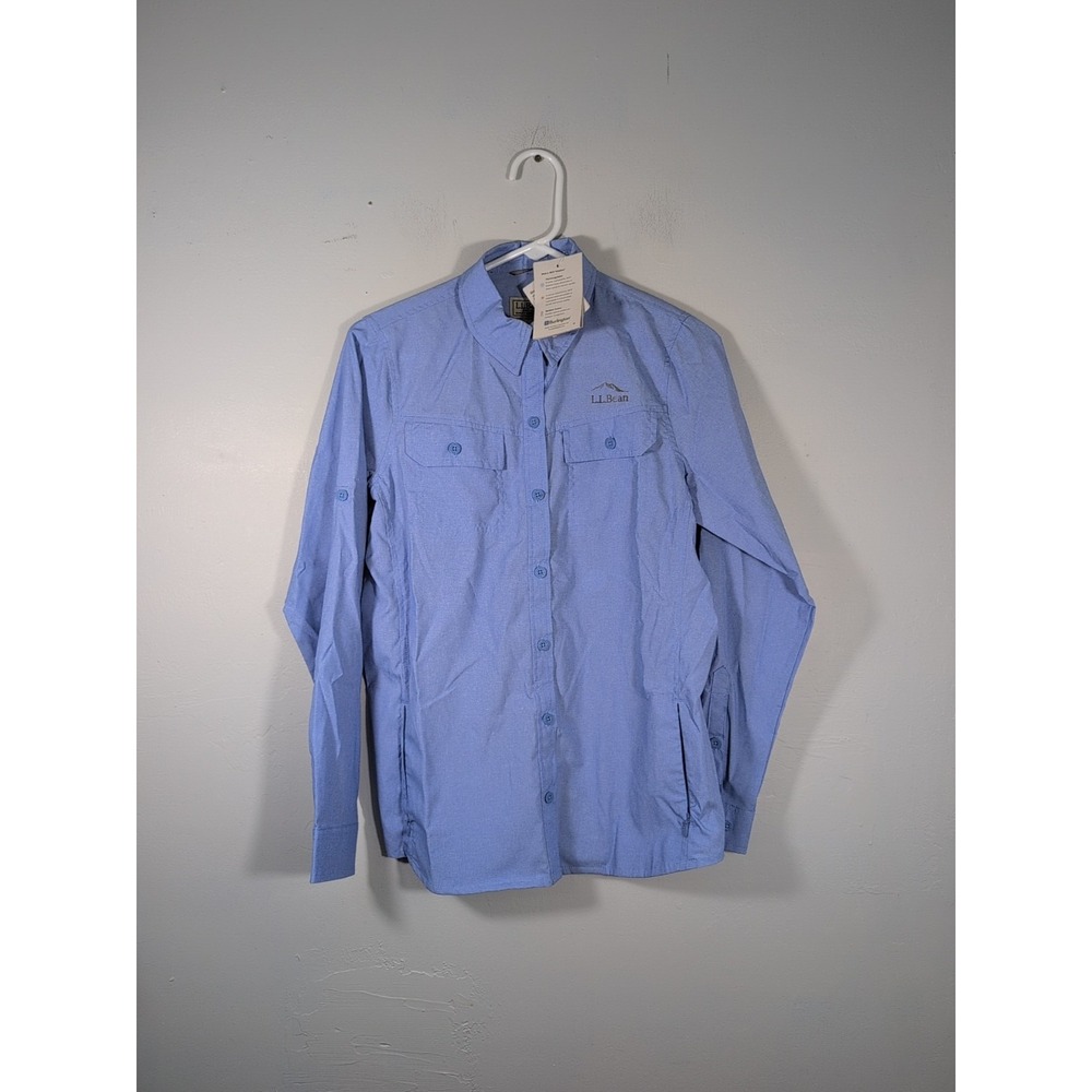 L.L.Bean Fishing Boating Shirt Women XS BlueAster Roll Tab Outdoor Hiking Travel